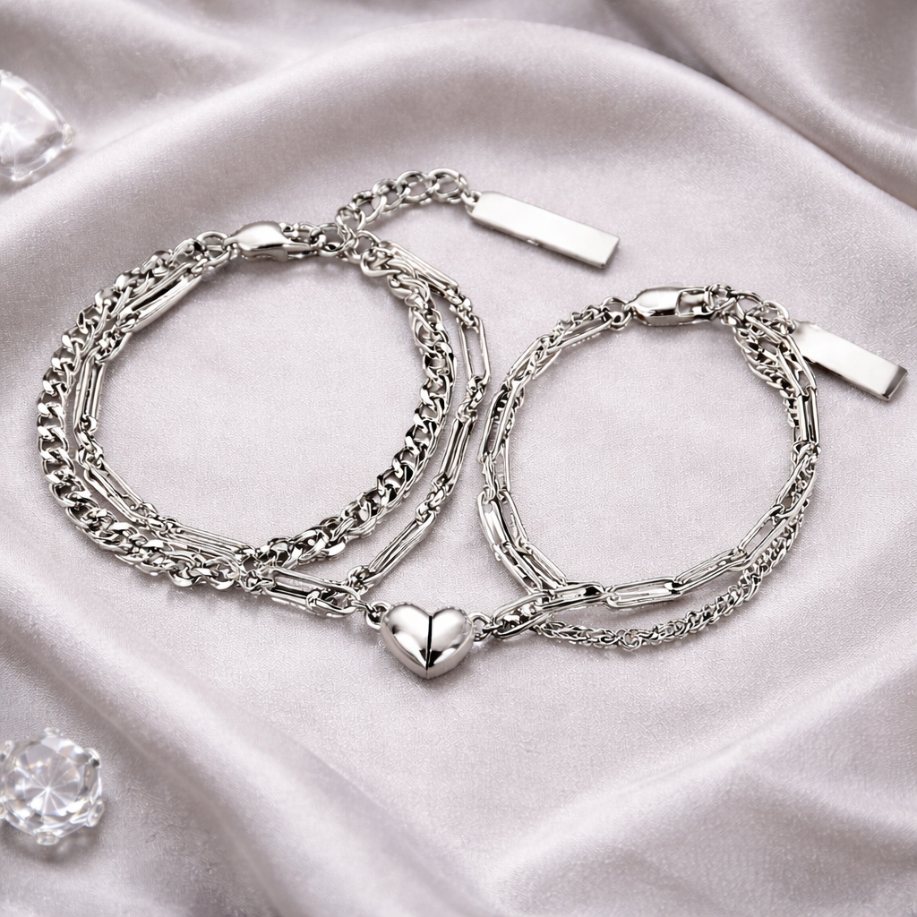 Pulseras de Pareja Magnéticas de Corazón