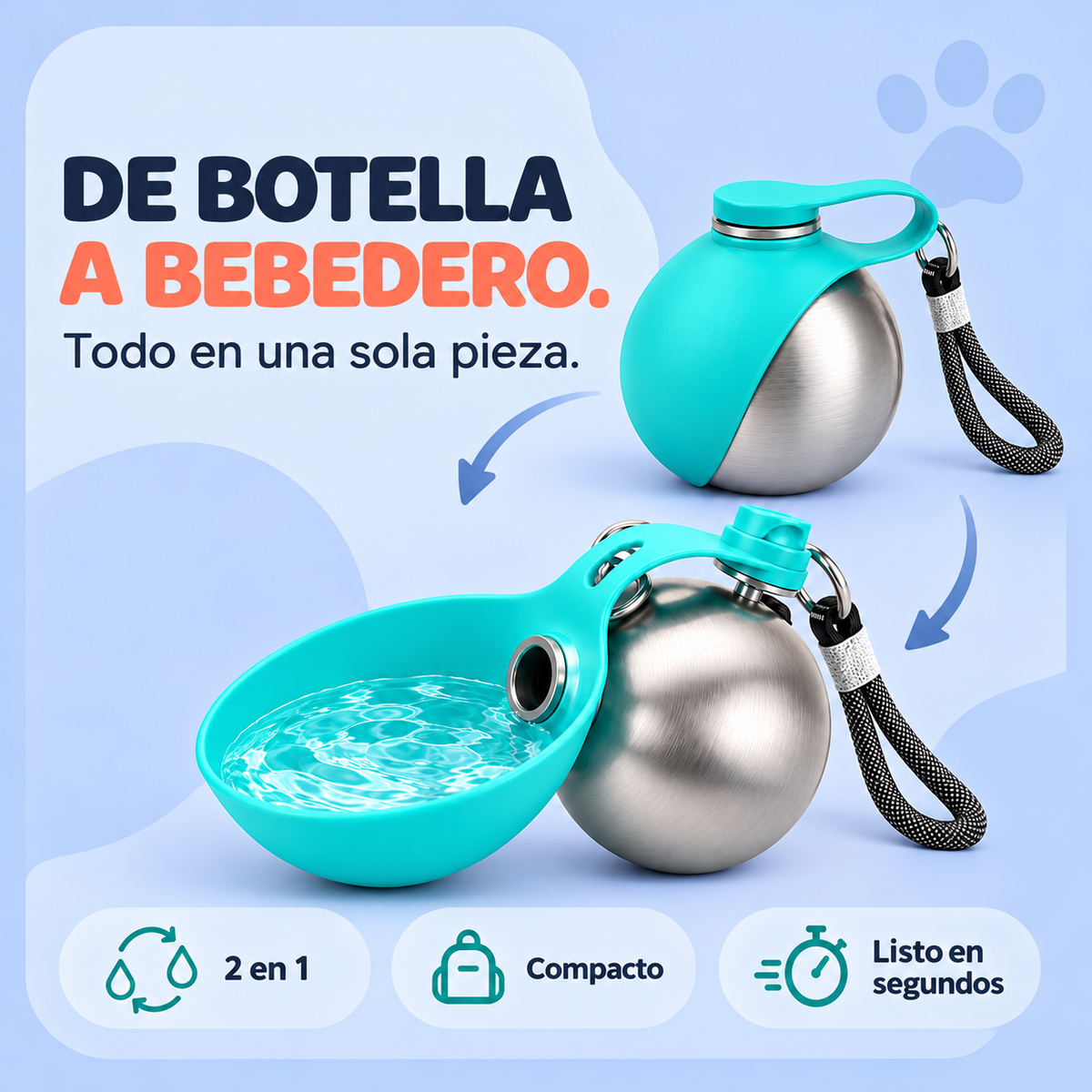 Bebedero Portátil 2 en 1 para Perro Rovian Pets