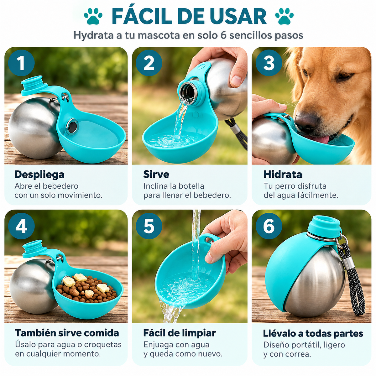 Bebedero Portátil 2 en 1 para Perro Rovian Pets