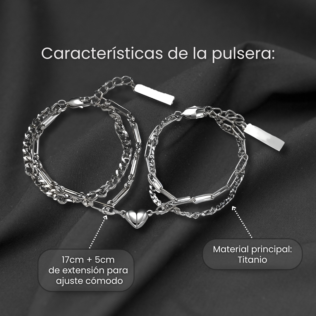 Pulseras de Pareja Magnéticas de Corazón