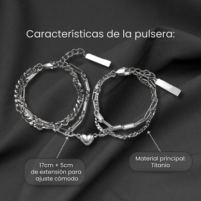 Pulseras de Pareja Magnéticas de Corazón