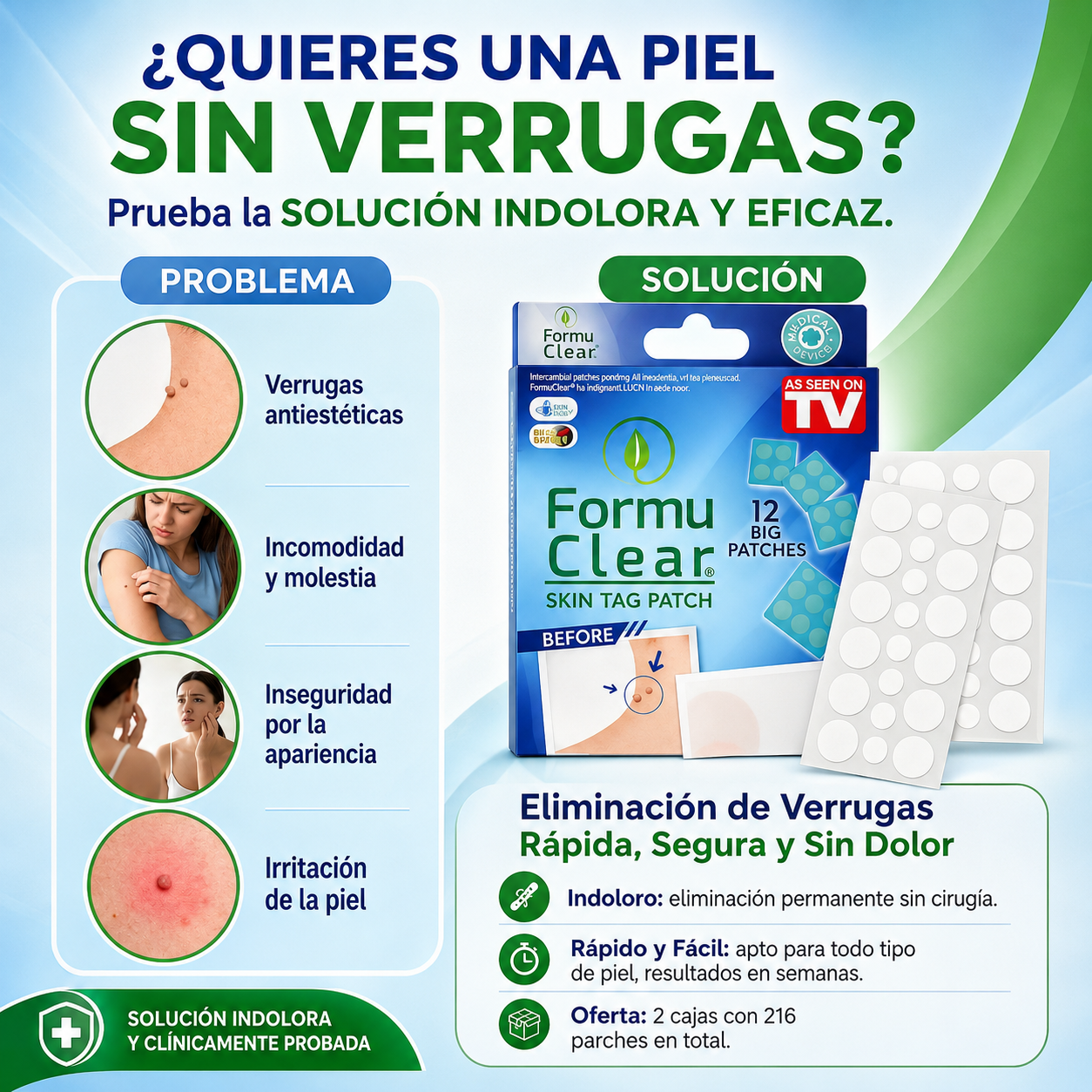 FormuClear™ Parches para eliminar Verrugas 2x1