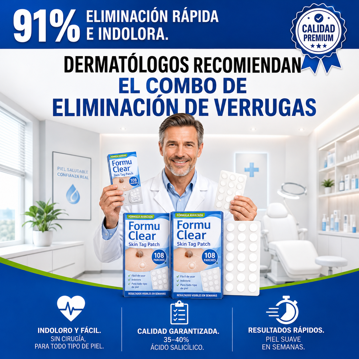 FormuClear™ Parches para eliminar Verrugas 2x1