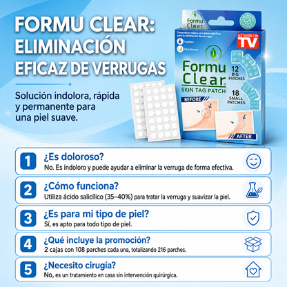 FormuClear™ Parches para eliminar Verrugas 2x1