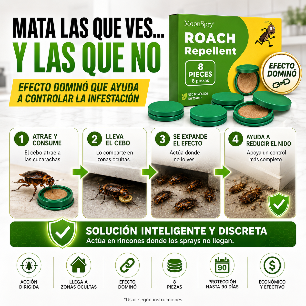 MoonSpry™ Elimina Cucarachas Desde el Nido y Protege tu Hogar por 90 Días