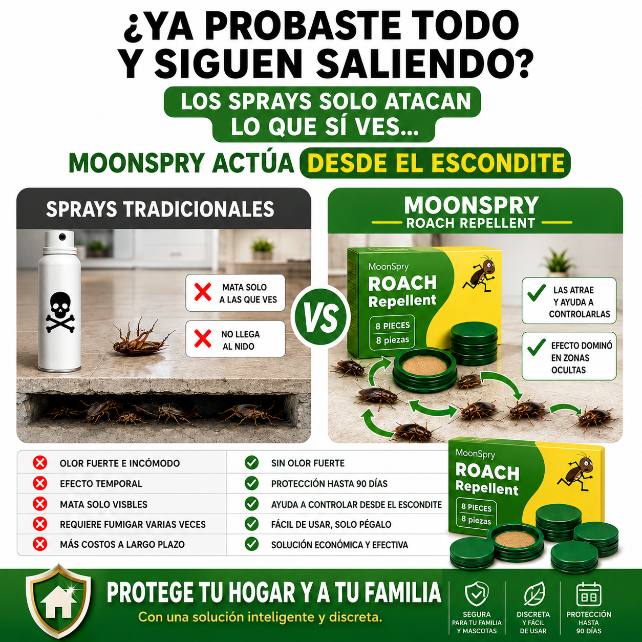 MoonSpry™ Elimina Cucarachas Desde el Nido y Protege tu Hogar por 90 Días