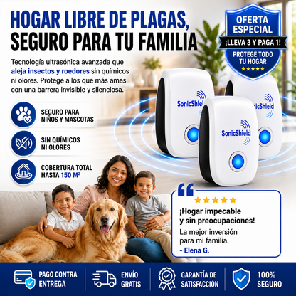 SonicShield™ Repelente Ultrasónico Antiplagas para el Hogar