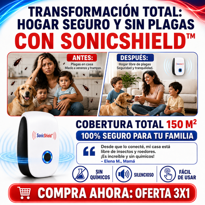 SonicShield™ Repelente Ultrasónico Antiplagas para el Hogar