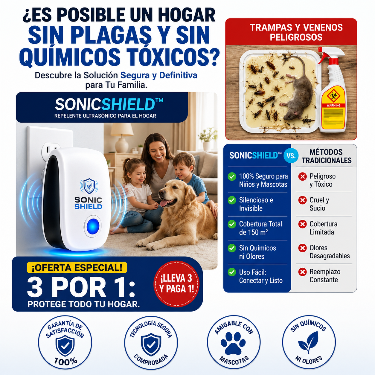 SonicShield™ Repelente Ultrasónico Antiplagas para el Hogar
