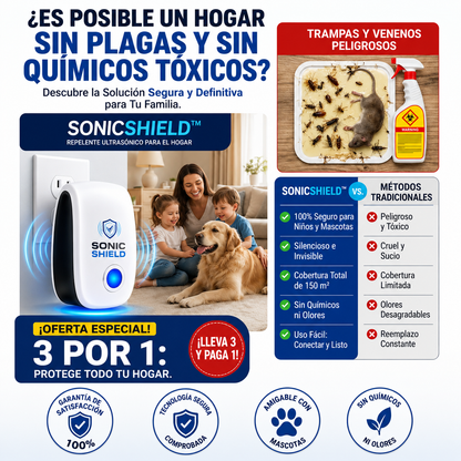 SonicShield™ Repelente Ultrasónico Antiplagas para el Hogar